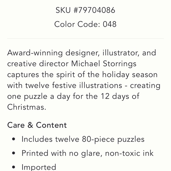 Michael Storrings 12 Days of Christmas Puzzle Advent Calendar NWT Collection - Picture 4 of 7